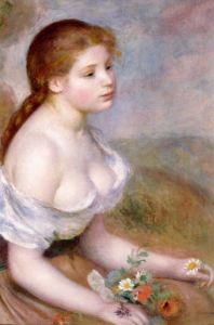 Renoir Auguste - A Young Girl with Daisies