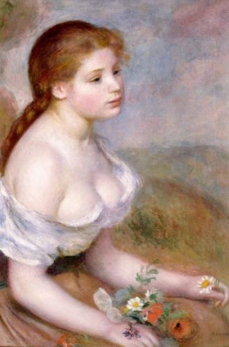 Renoir Auguste - A Young Girl with Daisies