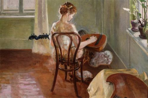 Malczewski Jacek - Wnętrze z chimerą grajacą na gitarze