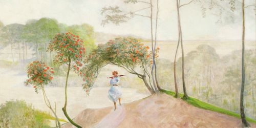 Malczewski Jacek - Pejzaż z jarzębiną, część lewa tryptyku "Idź nad strumienie"