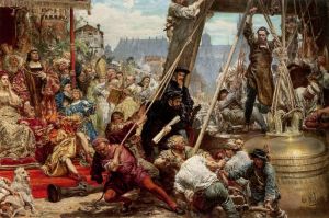 Matejko Jan - Zawieszenie dzwonu Zygmunta na wieży katedry w Krakowie w 1521 roku