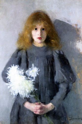 Boznańska Olga - Dziewczynka z chryzantemami