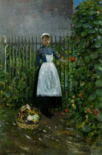 Boznańska Olga - Dziewczyna z koszem jarzyn w ogrodzie