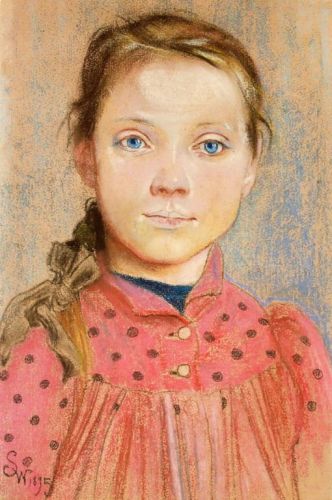 Wyspiański Stanisław - Dziewczynka w czerwonej sukience w grochy