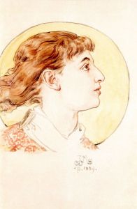 Matejko Jan - Karton do polichromii Kościoła Mariackiego - Główka aniołka (portret córki Heleny)