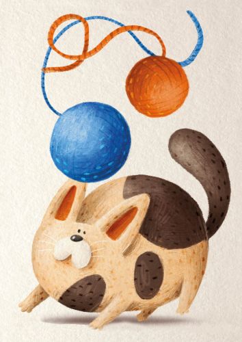 Cat and balls of wool