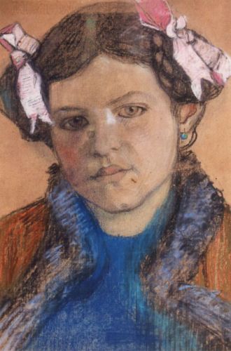 Mehoffer Józef - Dziewczynka z różowymi kokardkami we włosach