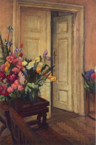 Mehoffer Józef - Wnętrze dworku artysty w Jankówce (Kwiaty imieninowe)