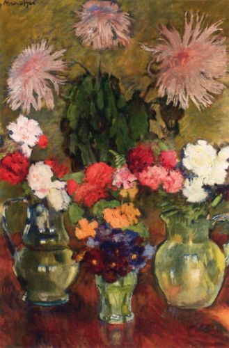 Mehoffer Józef - Kwiaty na mahoniowym stole