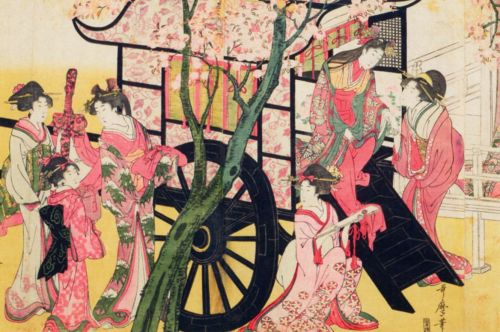 Utamaro Kitagawa - Księżniczka wysiadająca z powozu