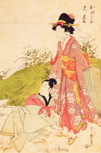 Utamaro Kitagawa - Romantyczni kochankowie Osome i Hisamatsu