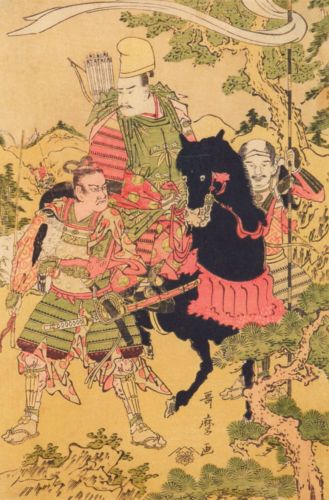 Utamaro Kitagawa - Wódz Minamoto-no Yoritomo na polowaniu u stóp góry Fiji
