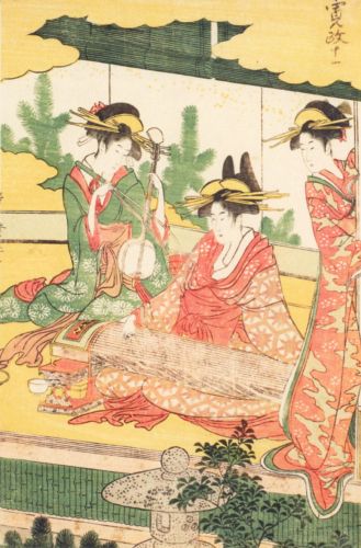 Utamaro Kitagawa - Piękne oiran grające na instrumentach muzycznych