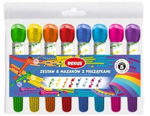 Zestaw 8 flamastrów z pieczątkami