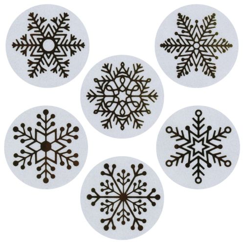 Naklejki papierowe na rolce: śnieżynki